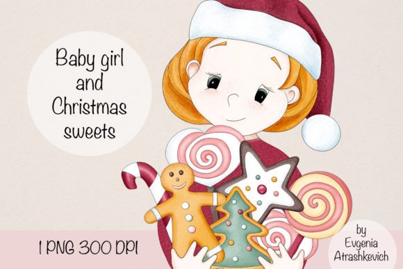 Baby Girl Christmas Sweet Sublimation Illustrations