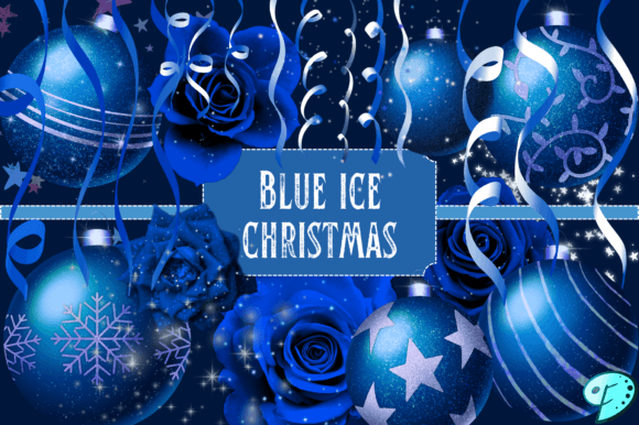 Blue Ice Christmas Clipart Bundle: Cool Illustrations