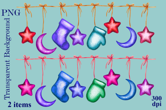 Cartoon Christmas Lights with Socks: Festive Illustrations