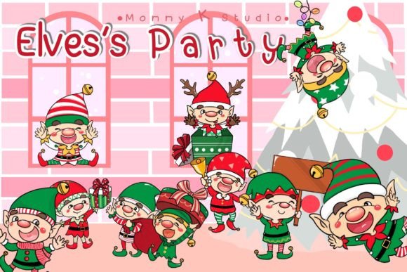 Christmas Elves Party: Festive Illustrations for Brands