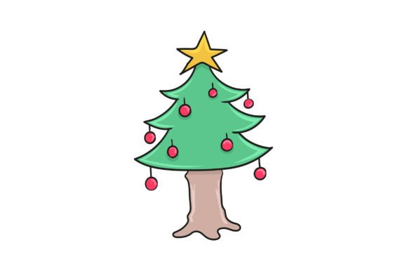 Christmas Tree Full of Decorations: Festive Illustrations
