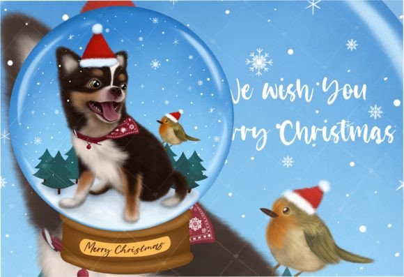 Dog Christmas Snowglobe Sublimation & Illustrations