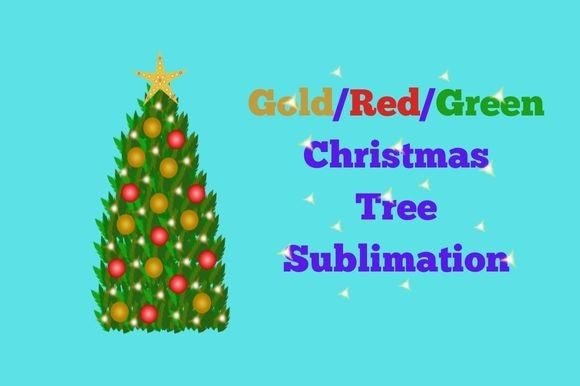 Gold Red Christmas Tree Sublimation: Festive Illustrations