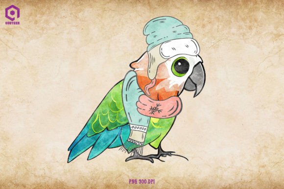 Parrot Cozy Christmas Illustrations for Festive Blog Graphics