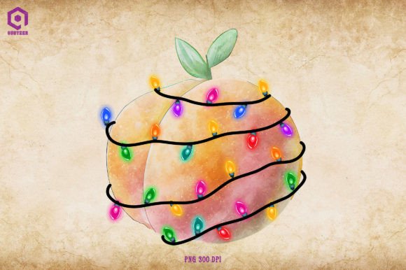 Peach Christmas Tree Lights: Festive Illustrations