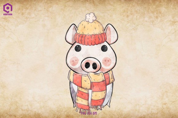 Pig Cozy Christmas: Festive Illustrations for Design
