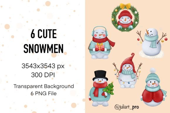 Review: 6 Cute Snowmen Christmas Illustrations