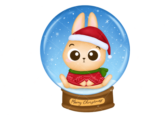 Snowglobe Christmas Rabbit Clipart & Illustrations Review