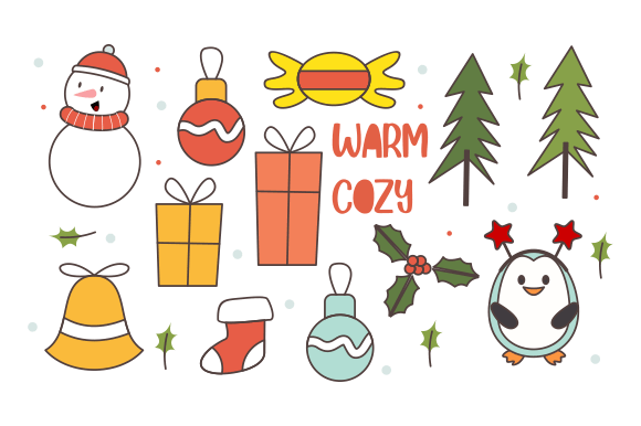 Vintage Merry Christmas Element: Festive Illustrations