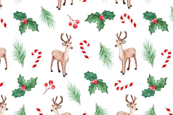Watercolor Christmas Deer Print: Festive Illustrations