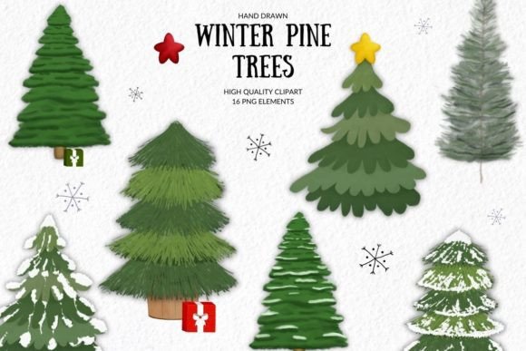 Winter Pine Tree Christmas Clipart & Illustrations Review